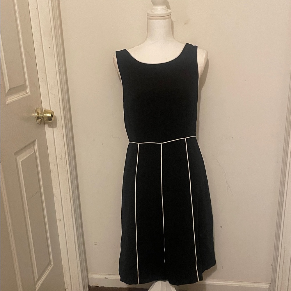 Elegant Black Dress with White Accents
